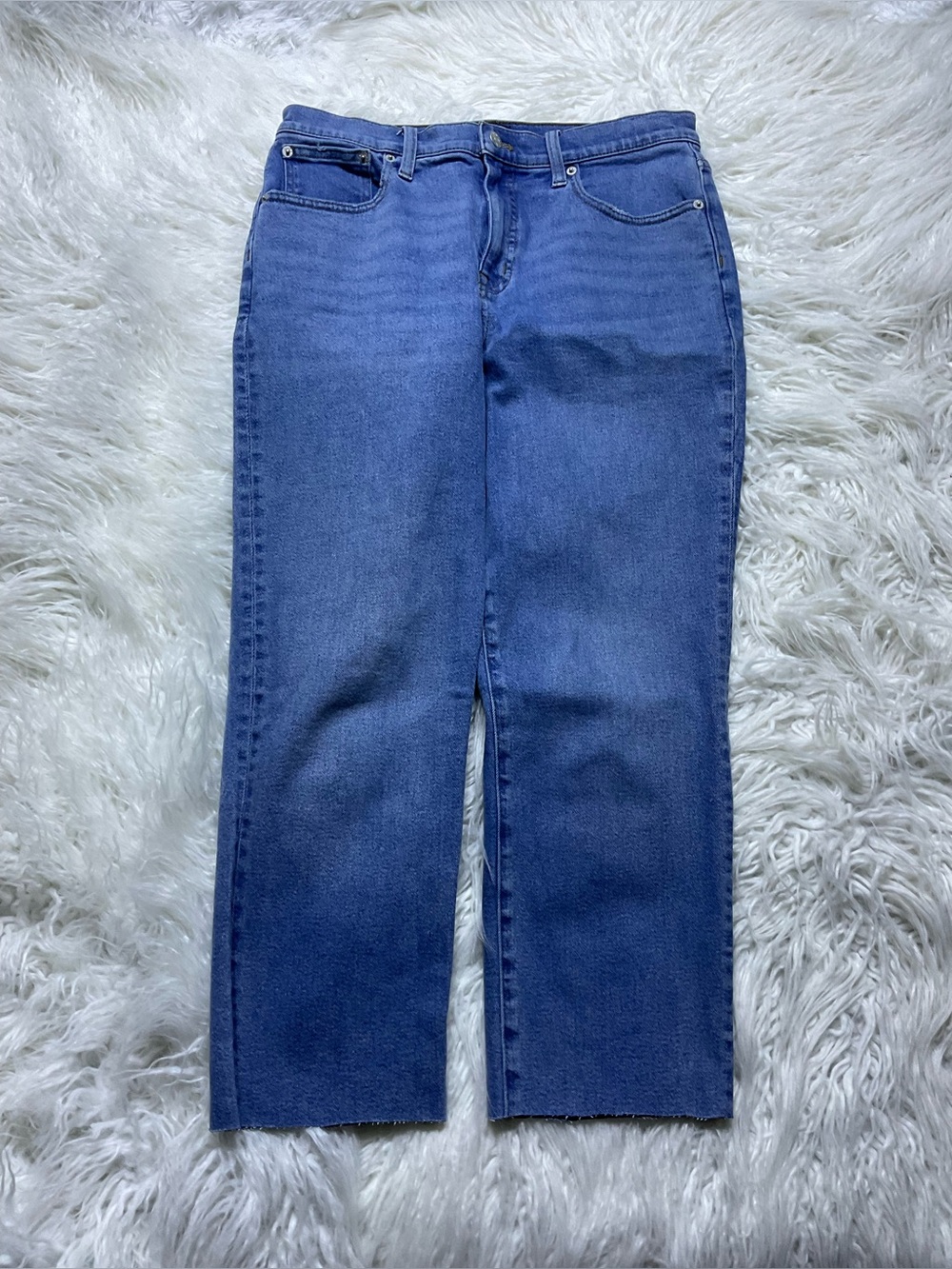 J Crew essential straight jean in all-day stretch in Palm Blue Wash